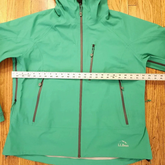 LL Bean Womens Trail Model Rain Jacket Hooded Green Size XL - Picture 4 of 8